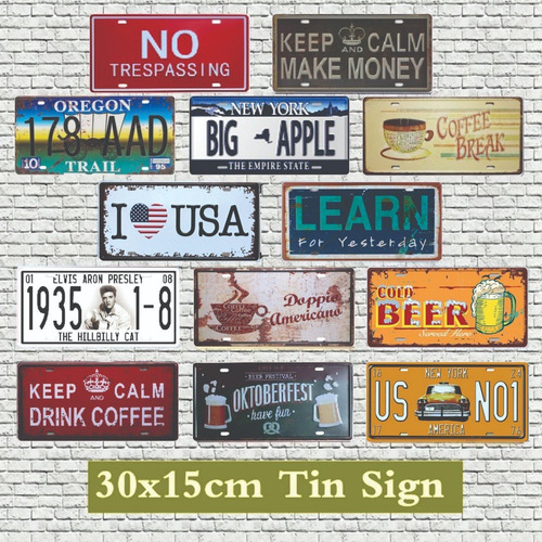Imagen 7 de 9 de 10 Placas De Metal Decorativas Ruta 66 Vintage Retro 30x15