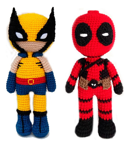 Pack Muñecos Deadpool Y Wolverine De 18 Cm A Crochet