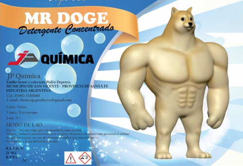 Detergente Industrial 30% Mr Doge Bidon 20lt Rinde 60lts
