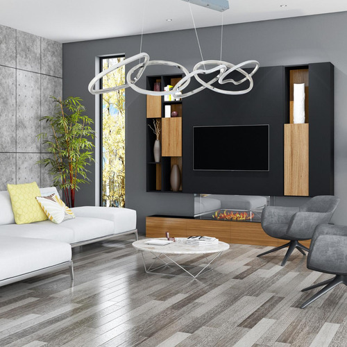 Lampara Colgante, Aros Sujetados En Forma Horizontal.