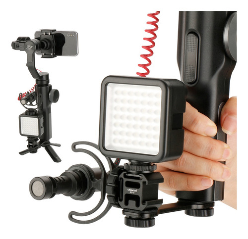 Ulanzi Pt-3 Triple Cold Shoe Gimbal Micrófono Mount Extenst