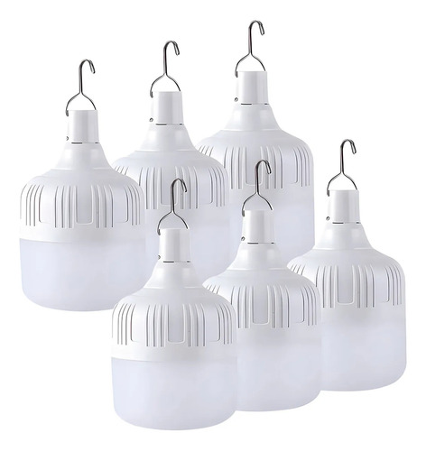 Set 6 Focos Portátil Multiuso Led Ahorrador Recargable 80w