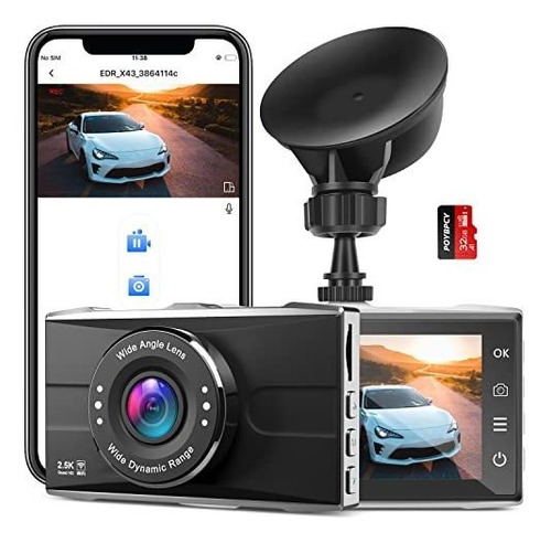 2.5k Wi-fi Dash Cam Front, 1440p Qhd Dash Cámara Para Zjd6g