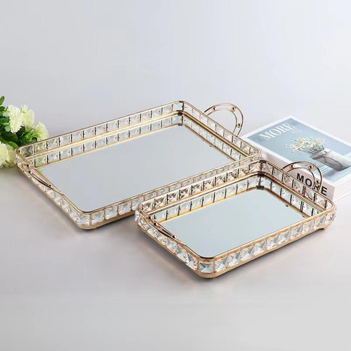 Bandeja Para Servir Tocador, Bandeja Con Espejo, 40x21x7cm