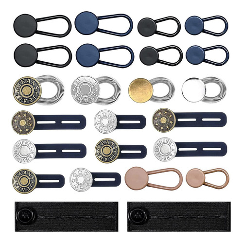 24 Uds Cintura Extensor Expansor Botón Jeans Elástico