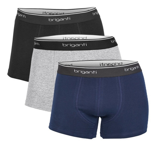 Imagen 1 de 10 de Boxer Hombre Algodón Briganti Pack X3 Calzoncillo Hxim09530