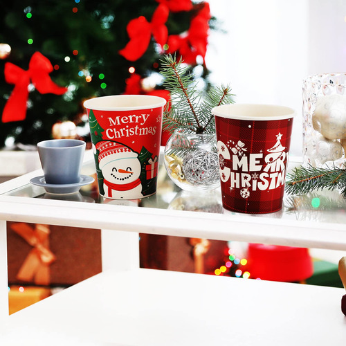 Vasos Desechables De Papel Con Diseño De Navidad 100 Pzas Multicolor