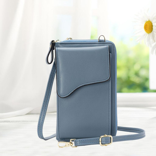 Bolso Bandolera De Cuero Pu Para Mujer, Mini Bandolera, Azul