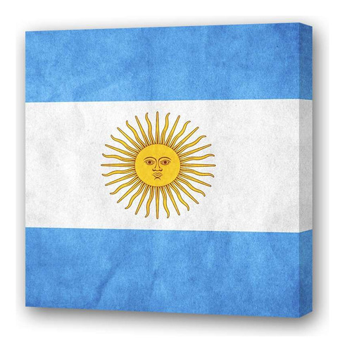Cuadro 20x20 Cm Bandera Argentina Patria Nacion Celeste P2