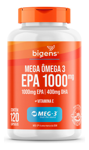 Mega Omega 3 Meg-3® - Epa 1000 mg + DHA 400 mg - 120 cápsulas | Bigens