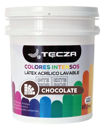 Pintura Látex Tecza 10l Colores Intensos Interior Y Exterior Chocolate Mate