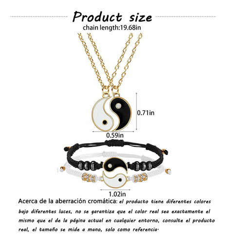Collares Para Parejas Yin Yang Y Pulseras Ajustables Regalos