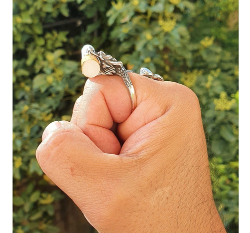 Anillo Dragón Sujeta Cigarros Plata 925 Maciza Ajustable