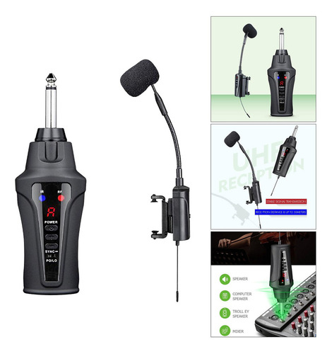 Instrumento Receptor Cardioide Con Clip Para Violín Uhf,