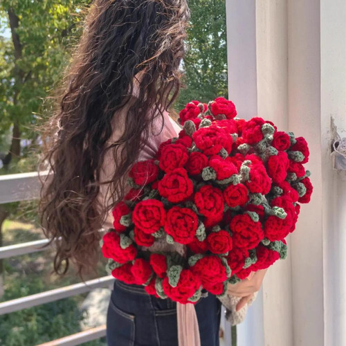 Manta Tejida A Ganchillo Con Forma Ramo Rosas For Dec