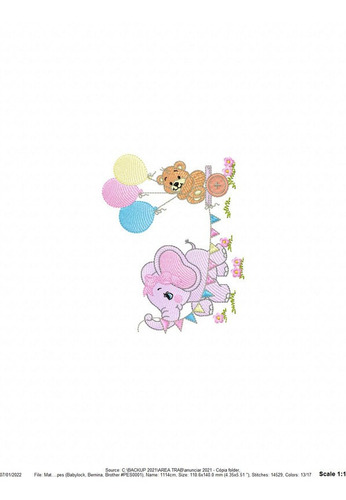 Matriz De Bordado Inb6447 Elefoa Balao 14cm