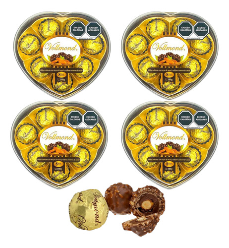 Chocolate Corazon Con Mani Cacao 3 Caja C/u 8 Pz Vollmond