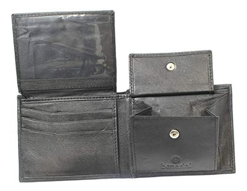 Cartera De Cuero Negro Para Hombre 6 Tarjetas De Crédito 1 T