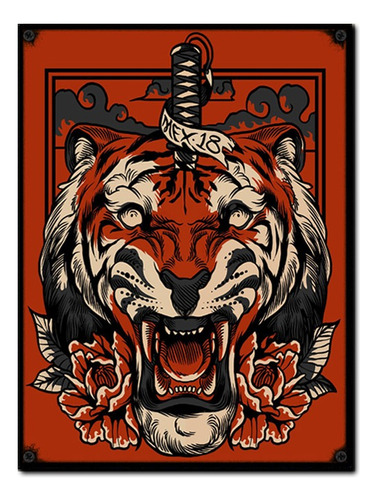 #1535 - Cuadro Decorativo Vintage Tigre Poster Tattoo Retro