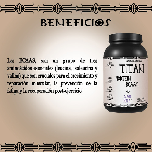 Aminoácidos Bcaas Titan 1kg Sabores 100servicios Pre Entreno Moras