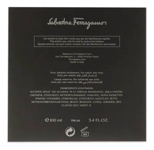 Perfume Salvatore Ferragamo F Black Para Hombre Edt En Aeros