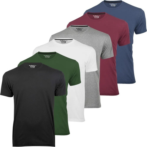 Kit 6 Camisetas Masculinas Básicas Lisa Algodão 30.1 Premium