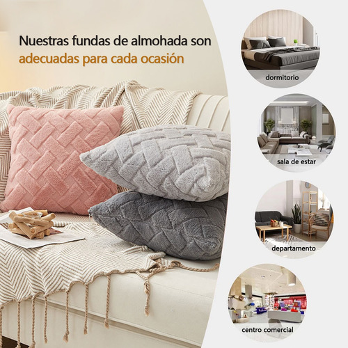 Dos Piezas Funda De Almohada De Felpa Suave Funda De Cojín Gris Claro
