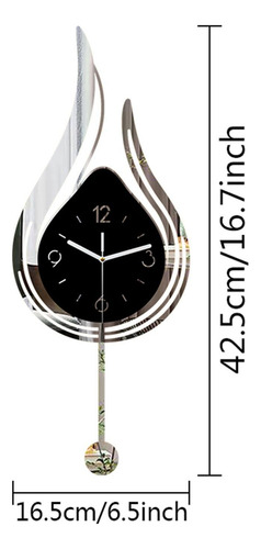 Reloj De Pared Colgante Ornamento Acrílico Marco Plateado