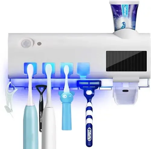 Soporte Esterilizador UV Cepillo Dental con Dispensador de Crema Solar USB
