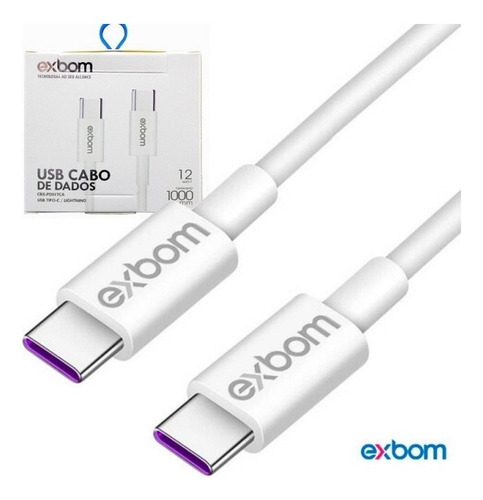Kit 5x Cabos Exbom Tipo C Para Tipo C 20w 1.0m