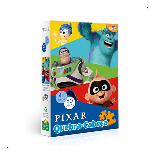 Quebra Cabeça Infantil Pixar Disney 60 Peças Educativo