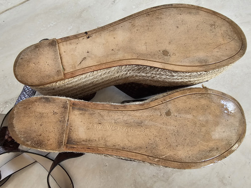 Sandalias Mujer Taco Chino Cuero Zara Importadas España T38 (Usado)