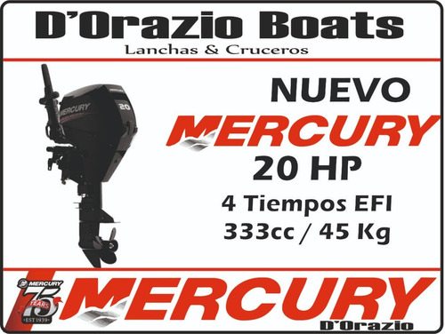 Imagen 8 de 15 de Motor Fuera De Borda Mercury 20 Hp 4 Tiempos Efi Eco Dorazio