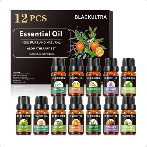 Kit De 12 Aceites Esenciales Aromaterapia 100% Puro 10ml Spa