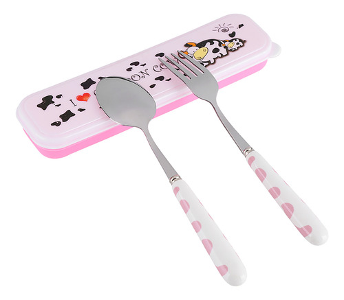 Juego De Vajilla Rosa, 2 Piezas, Cuchillo, Tenedor Y Cuchara