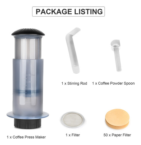Cafetera Portátil Manual Con Filtro Café Y 50pcs Papel Para