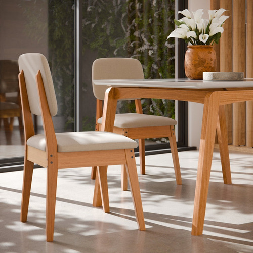 Kit Com 2 Cadeiras Para Mesa De Jantar Paris Linho Ih