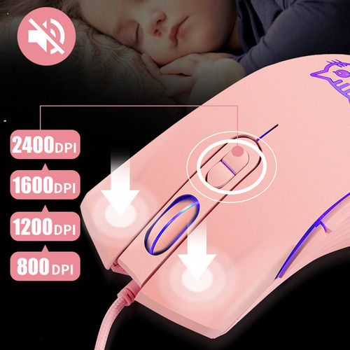 2 Piezas Ergonómico Lindo Con Cable Usb Gaming Mouse 6