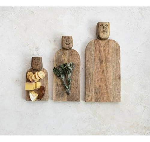 Tabla De Queso De Madera De Mango Tallada A Mano Con Diseño