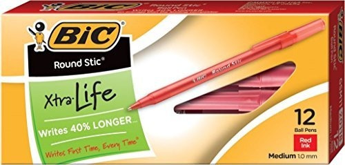 Bolígrafo - - Round Stic Ballpoint Stick Pen, Red Ink, Mediu