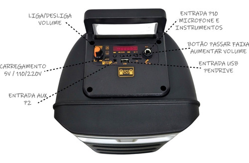Caixa De Som Com Bluetooth 1000w Mp3 Grave + Microfone P10
