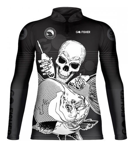 Camiseta De Pesca Go Fisher Manga Longa Tambaqui Skullgosk03