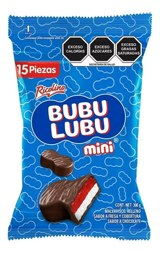 Ricolino Bubulubu Fresa 10 Bolsas Con 15 Pzs 300 G