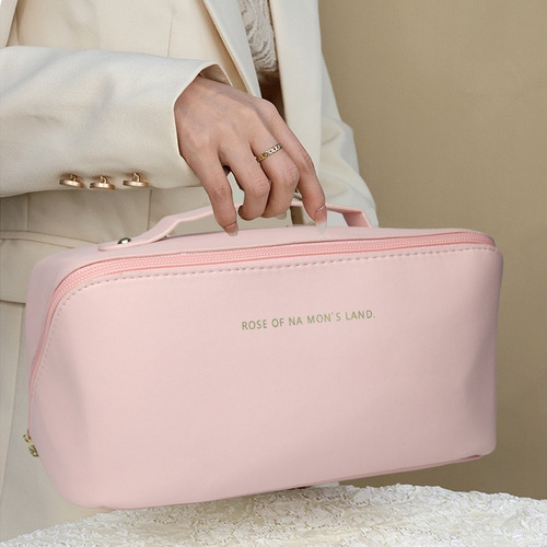 -de Bolsa De Maquillaje De Viaje De Gran Capacidad Rosa