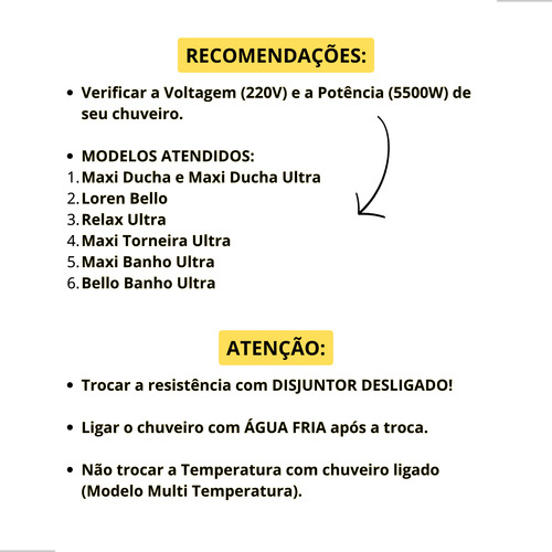 Resistência Lorenzetti Relax Ultra Maxi Ducha Loren Bello
