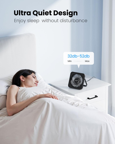 Ventilador De Escritorio Usb Portátil 5 Pulgadas Silencioso Negro