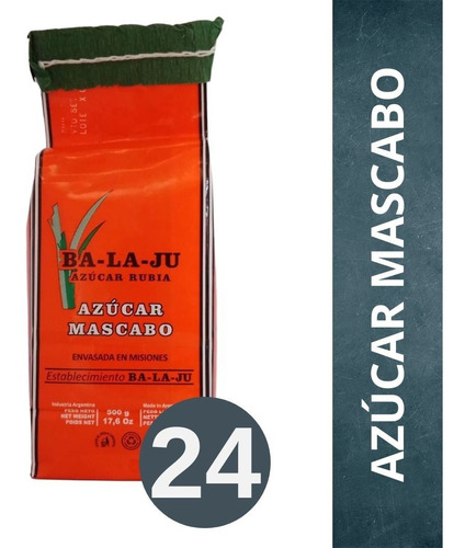 Imagen 1 de 6 de Azúcar Mascabo Integral De Caña Balajú 24 X 500 Gr 