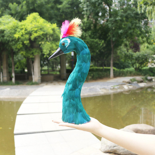 Estatua De Pavo Real De Plumas, Modelo De Cabeza De Verde