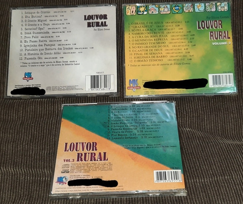 Cd Louvor Rural Por Elizeu Gomes Vol 1 2 E 3 Originais