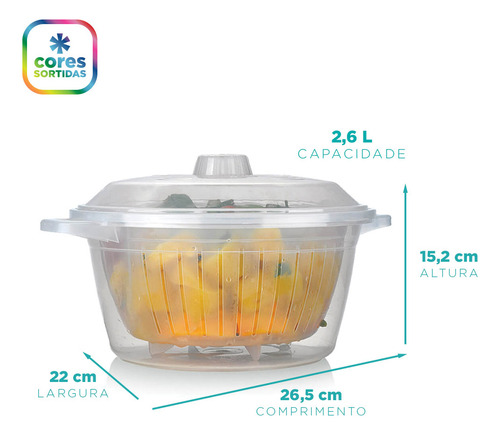 Legumix - Panela Para Cozimento À Vapor 2,6 L Cor Transparente